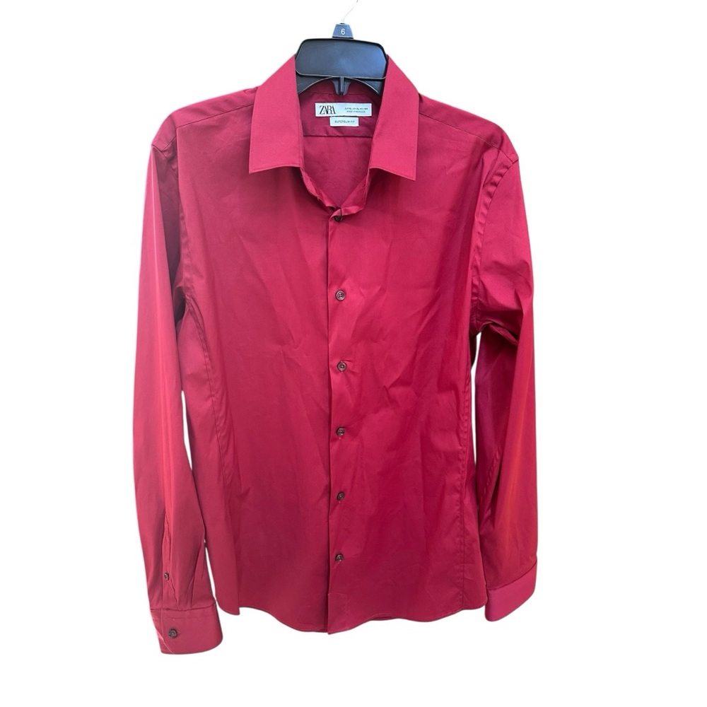 Zara Men's Dark Red Dress Shirt, NWT, XL super slim fit